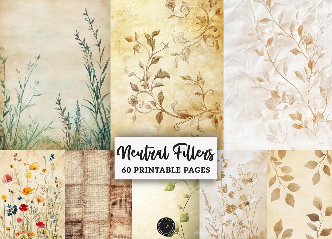 Neutral Filler Junk Journal Papers - Vintage Beige Printable ...