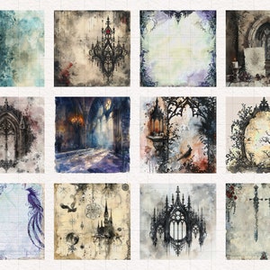 Gothic Ephemera Digital Paper PNG Vintage Halloween Background Dark ...