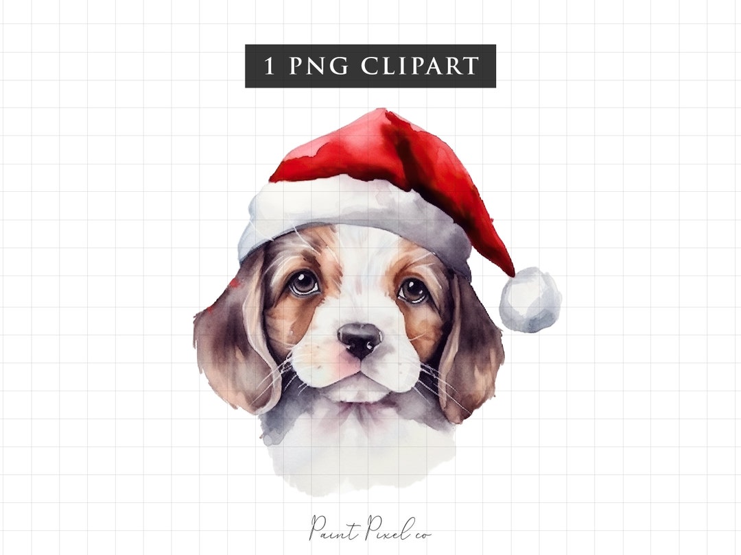 Christmas Dog Clipart PNG Watercolor Dog Clipart Puppy PNG Cute Clipart ...
