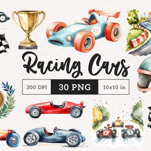 Aquarel racewagen clipart schattige raceauto's PNG kinderkamer clipart kleine racer snelle auto sublimatie kleine jongens kamer decor afdrukbare kinderen