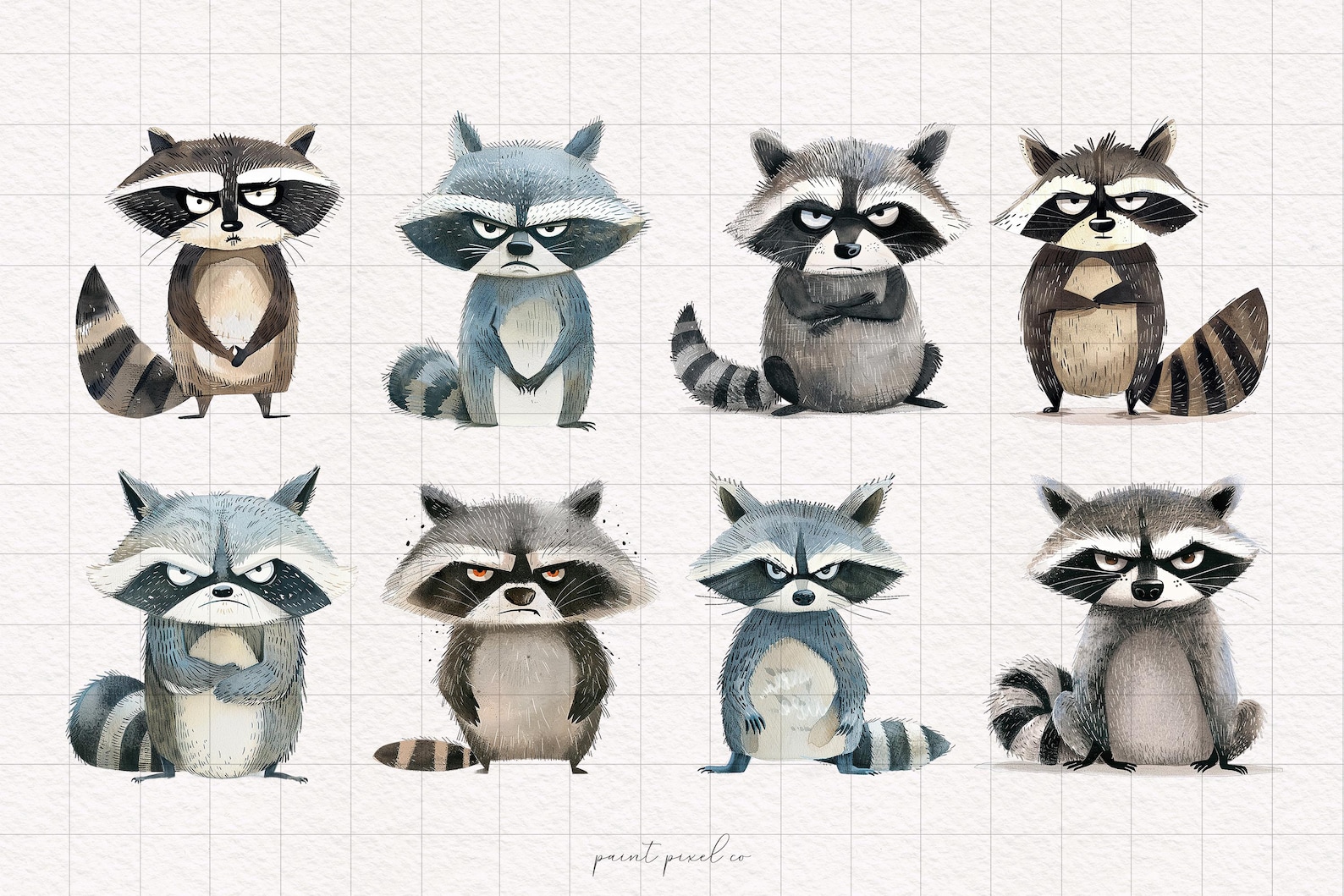 Grumpy Raccoon Clipart Whimsical PNG Angry Raccoon Woodland Sublimation ...