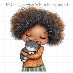 35 cliparts JPG originaux pour filles afro-américaines, clipart sublimation de chat fantaisiste, fabrication de cartes de maman chat idiot JPG techniques mixtes Peuple africain