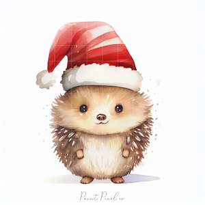 12 Clipart di animali del bosco di Natale JPG di alta qualità Simpatici animali Sublimazione Junk Journal Creazione di carta digitale Licenza commerciale