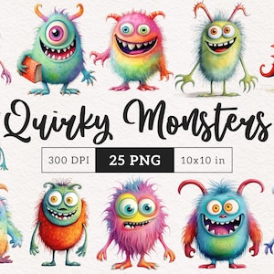 Monstre original clipart Monstres lunatiques PNG Monstre drôle Créature fantaisiste Illustration de dessin animé Monstre à fourrure sublimation Monstre idiot