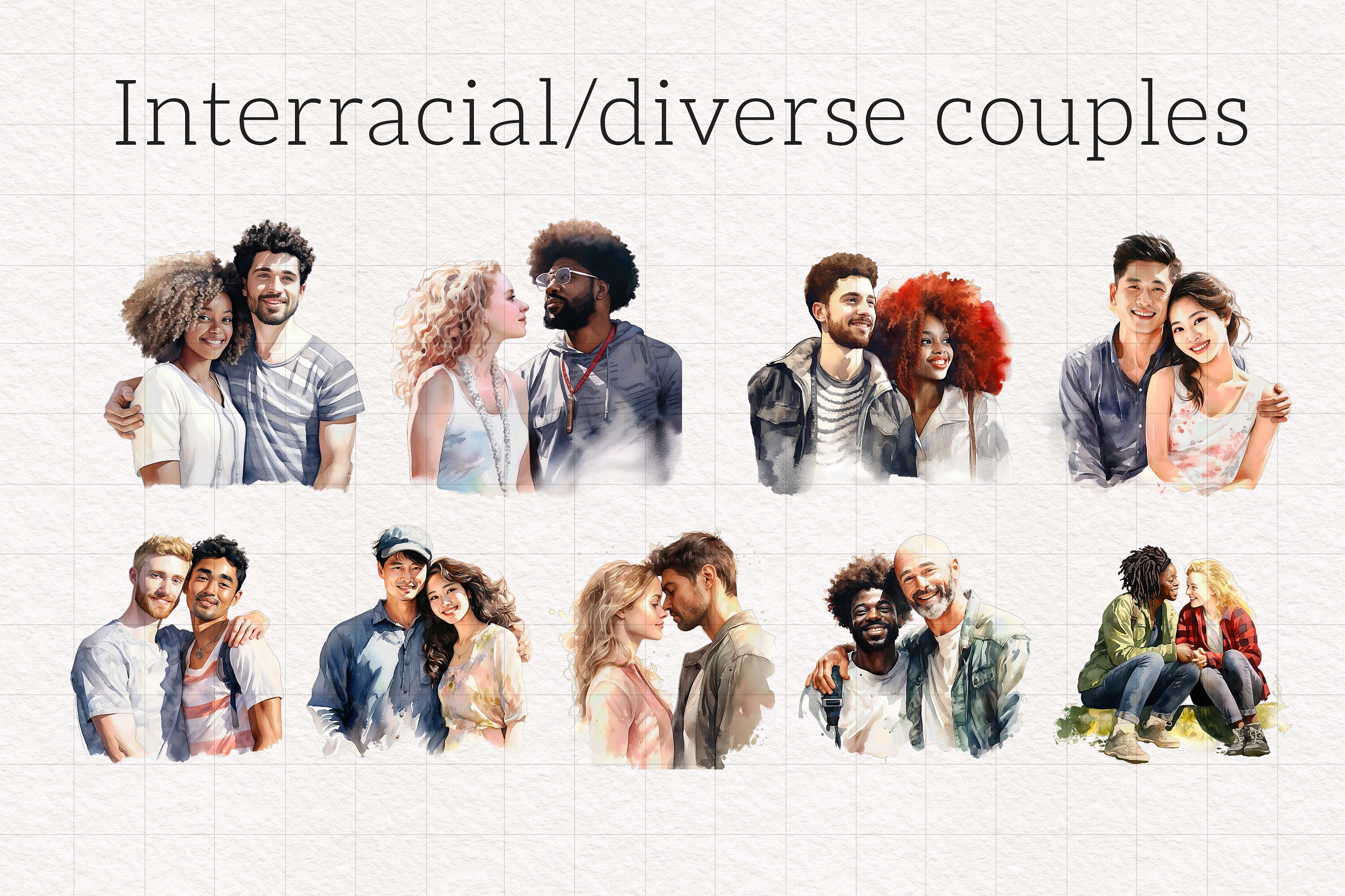 Watercolor Couple Clipart PNG Cute Lovers Partners People in Love LGBTQ ...