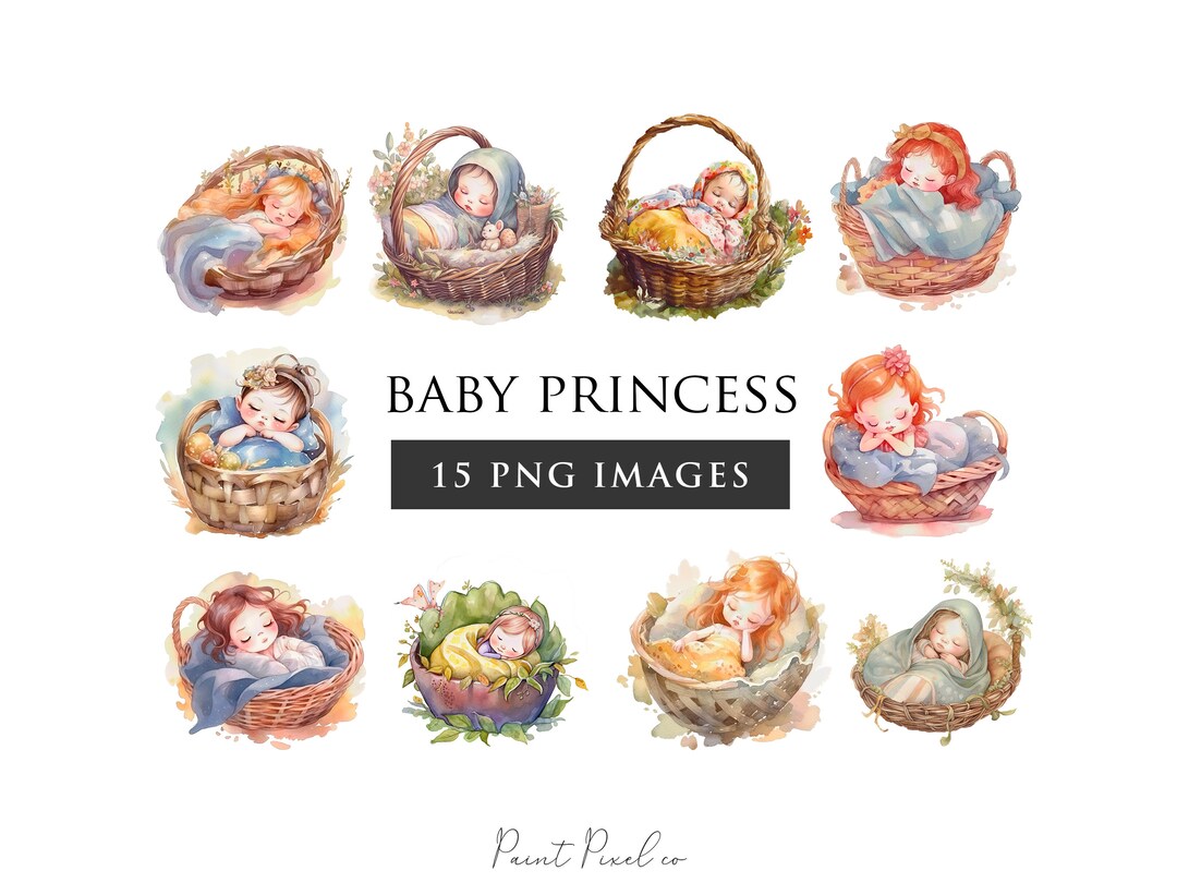 Baby Princess PNG Princess Clipart Watercolor Nursery Decor PNG ...