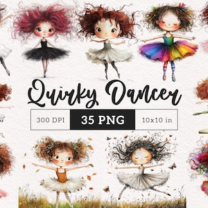 Imágenes prediseñadas de bailarinas extravagantes Amante de la danza caprichosa PNG Bailarina divertida Gente caprichosa Subliminación Chica de ballet tonta Cabello desordenado Manualidades DTF