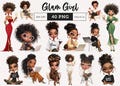 African American Girl Fashionable Black Girl clipart Afro Boss Lady Sublimation Queen Mode Self-made graphics commercial use Digital Sticker product logo