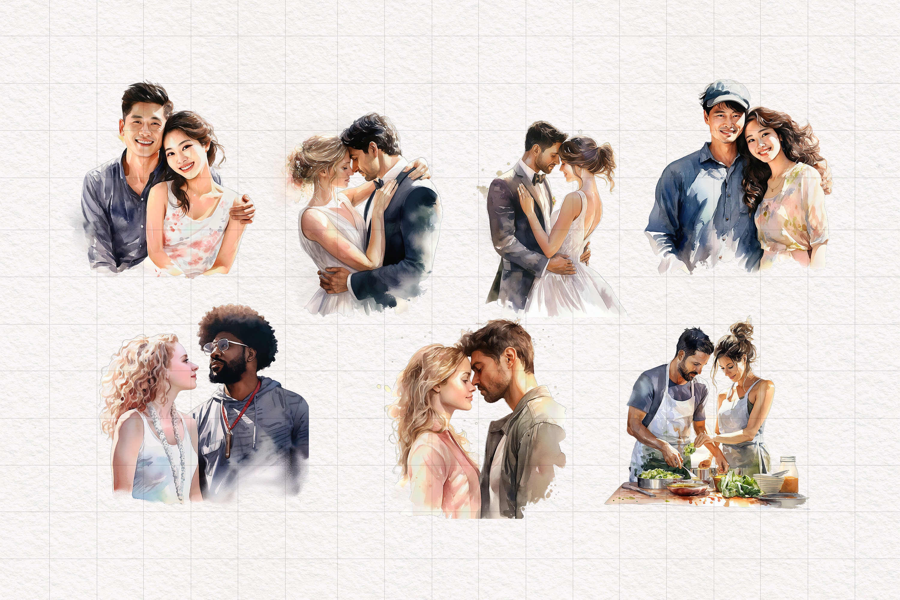 Watercolor Couple Clipart PNG Cute Lovers Partners People in Love LGBTQ ...