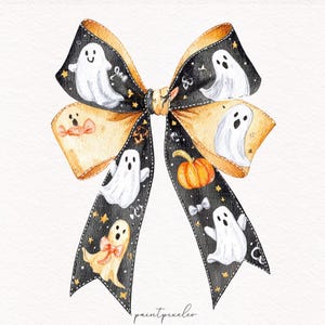 Halloween Bow PNG Girly Bow Cute Ghost Coquette Trendy Soft Girl Era PNG Fall Bows Shirt Sublimation Spooky Season DTF Gift For Her