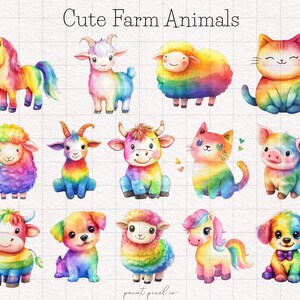 Rainbow Baby Animals Clipart Rainbow Bird Painted Animal Watercolor ...