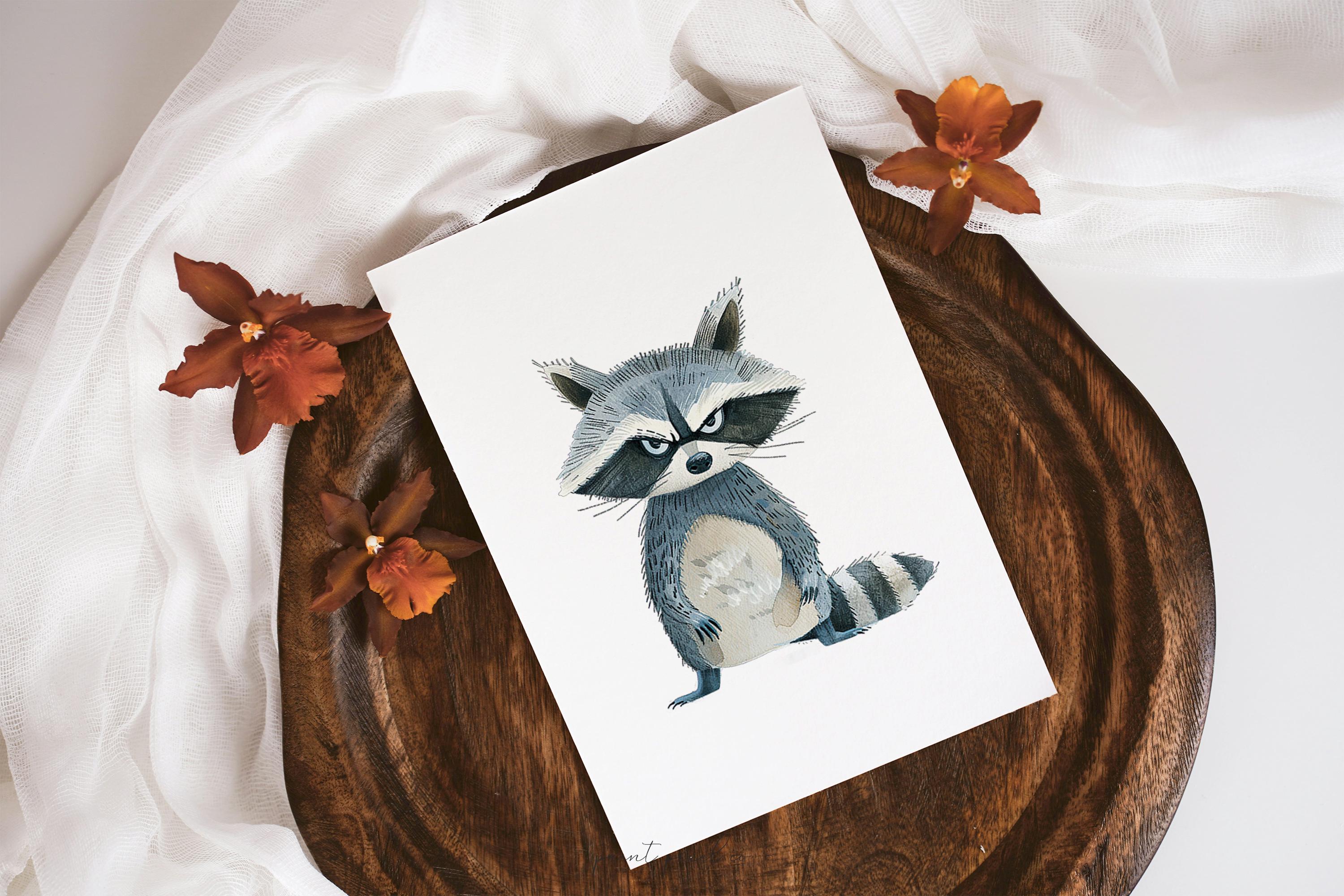 Grumpy Raccoon Clipart Whimsical PNG Angry Raccoon Woodland Sublimation ...