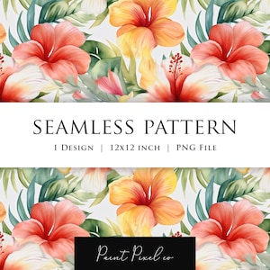 Patrón sin costuras Patrón floral Patrón repetitivo PNG Diseño de tela Patrón de sublimación de papel textil Patrones florales hawaianos Papel digital