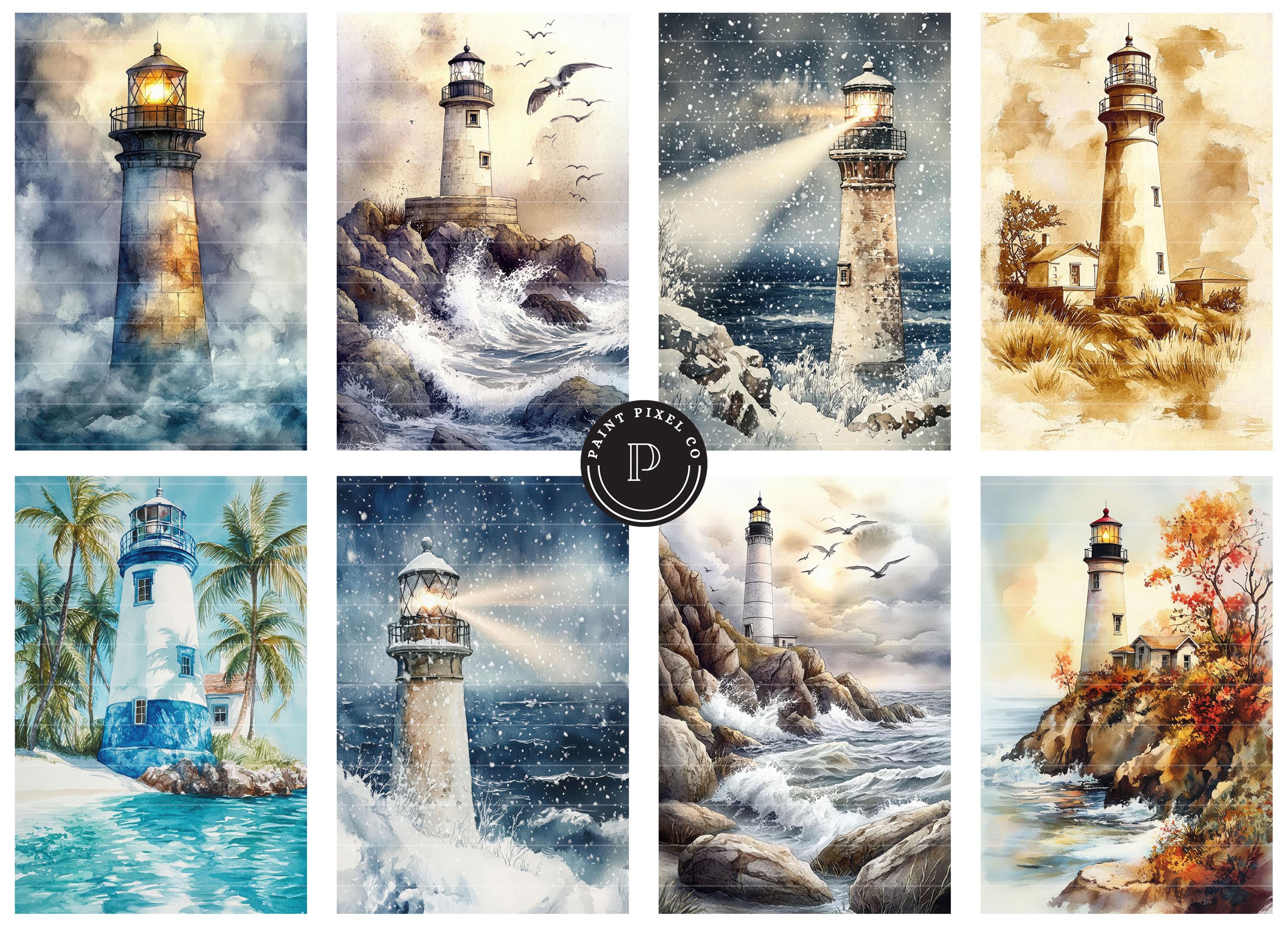 Vintage Lighthouse Junk Journal Pages - Nautical Digital Printable ...