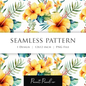 Patrón sin costuras Patrón floral Patrón repetitivo PNG Diseño de tela Patrón de sublimación de papel textil Patrones florales hawaianos Papel digital