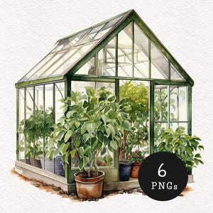 Casa Verde Clipart Aquarela Sala de Plantas PNG Ilustração de Amante de Jardim Estufa Papel Artesanal Álbum de Recortes Folhagem Botânica Imagens Planejador
