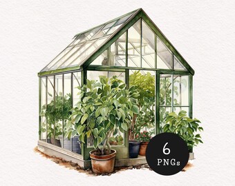 Clipart di serra, acquerello, stanza delle piante, PNG, illustrazione per amanti del giardino, serra, carta, artigianato, album, immagini di fogliame botanico, planner