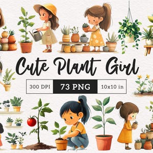 Jolie plante fille PNG jardin d'intérieur Clipart jardinage esthétique boho fantaisie plantes en pot botanique printemps été artisanat en papier fabrication de cartes