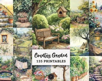 Cottage Garden Junk Journal Papers Rustic Spring Ephemera Printable Summer Country Scrapbook Collage Vintage Botany Digital pages JPG