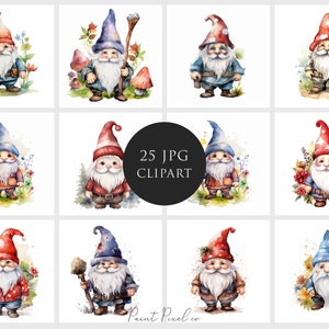 25 Gnome clipart Cottagecore JPG High Quality JPGs Fantasy Gnome Sublimation Junk Journal Digital paper crafting Commercial License