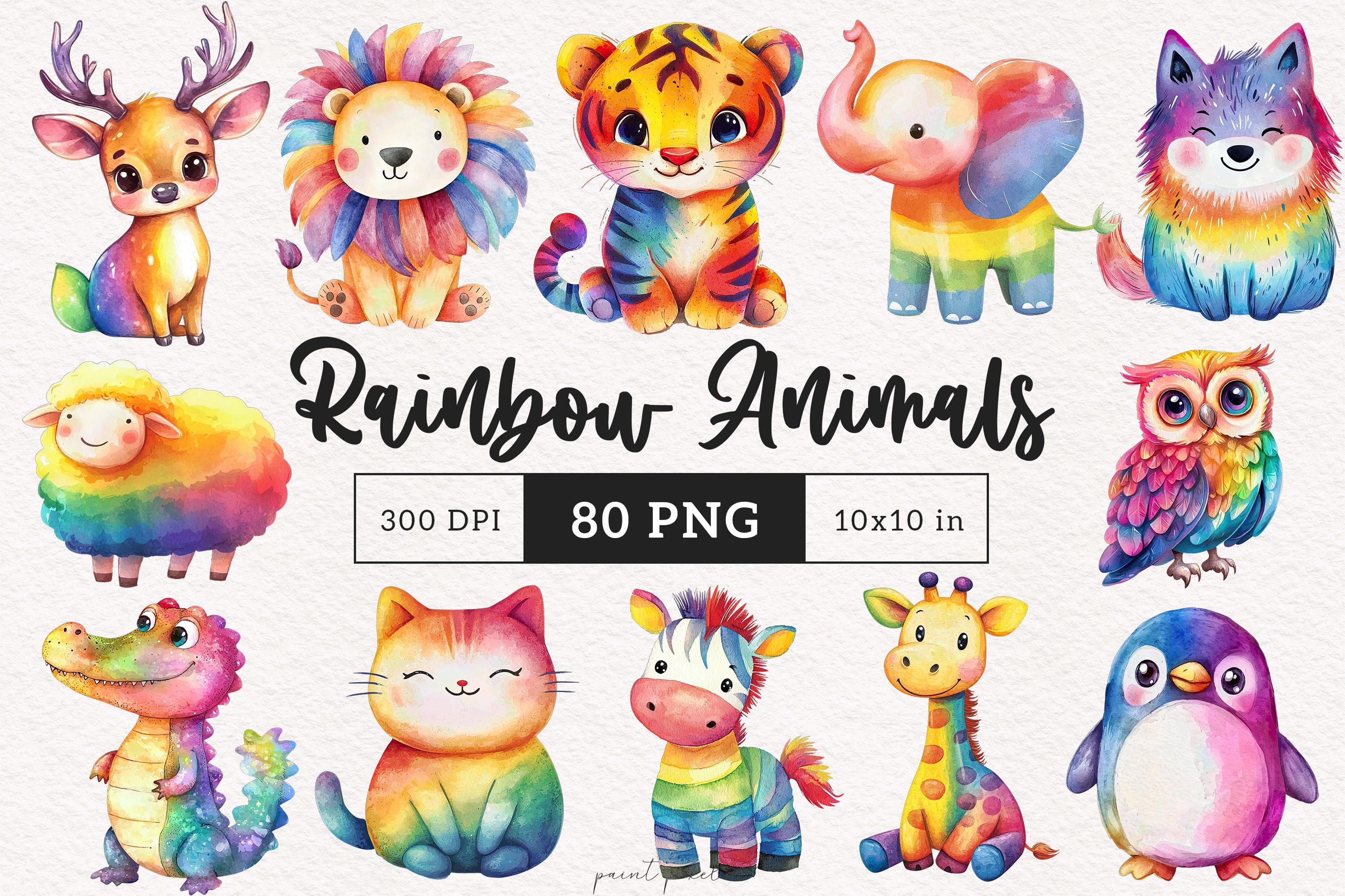 Rainbow Baby Animals Clipart Rainbow Bird Painted Animal Watercolor ...