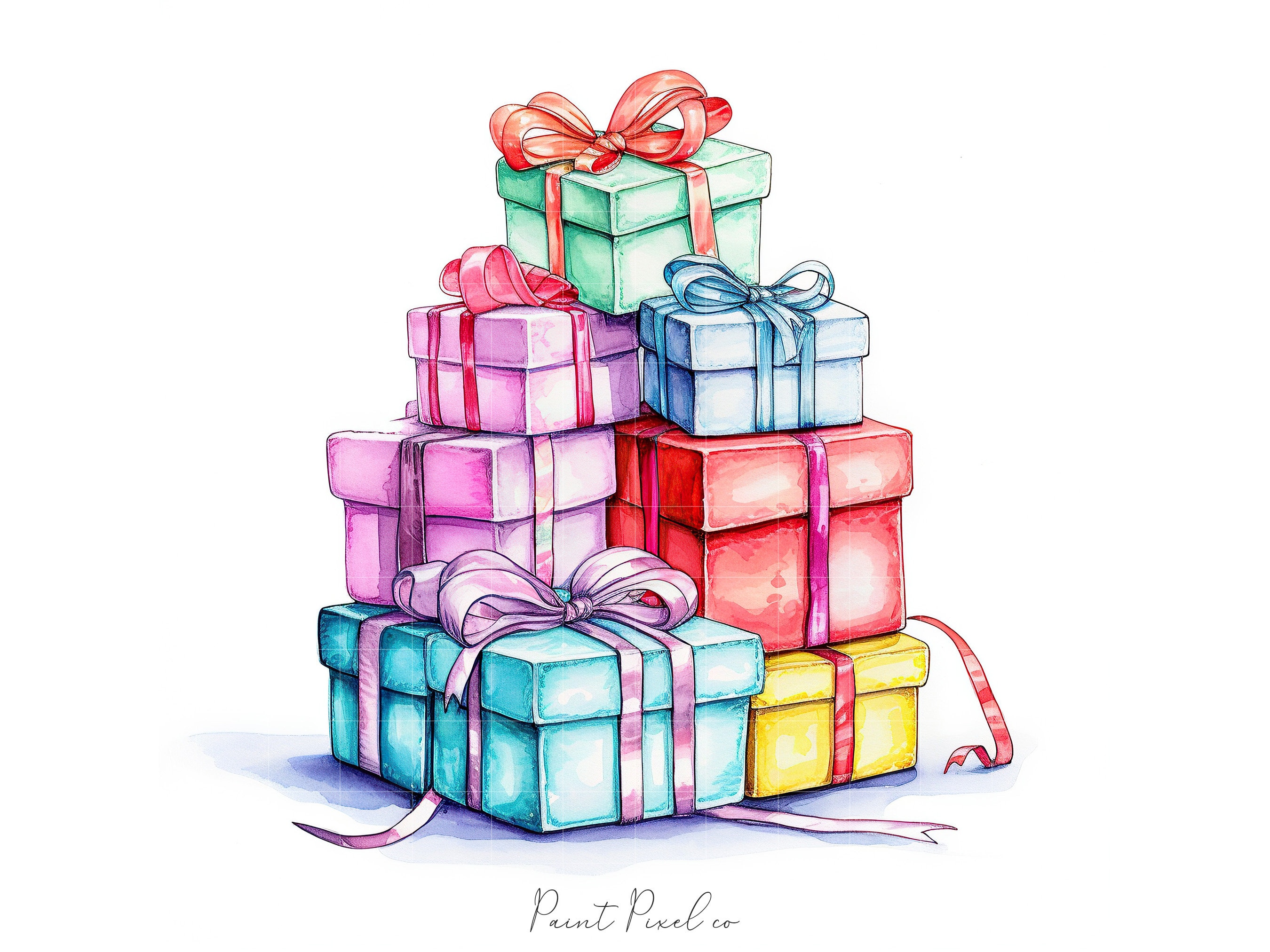 10 Wrapped Gifts Clipart High Quality Jpgs Colorful Presents Birthday ...