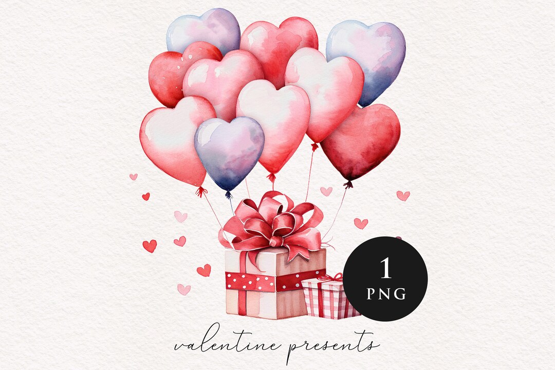 Watercolor Gift Box Clipart PNG Lovers Valentines Day Sublimation ...