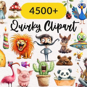 Clipart original Mega Bundle PNG animaux fantaisistes drôles de gens Sublimation clipart fabrication de cartes fantaisistes création d'illustrations de scrapbooking en papier