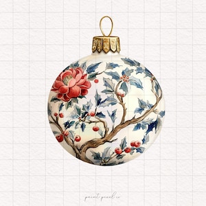 8 Weihnachten Toile Kugeln Clipart Urlaub Chinoiserie Ornamente PNG Winter Toile De Jouy Sublimation Weihnachten Toile Weihnachten Dekor Junk Journal