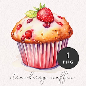 Strawberry Muffin Clipart PNG dessert clip art Ontbijt Hoge kwaliteit voedsel zoete traktatie Sublimatie Grafisch Papier crafting Commercieel gebruik