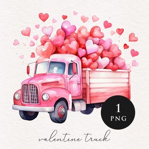 Valentine truck clipart PNG Hearts Romantic love Sublimation transfer clip art cute vehicle graphic illustration card making scrapbooking