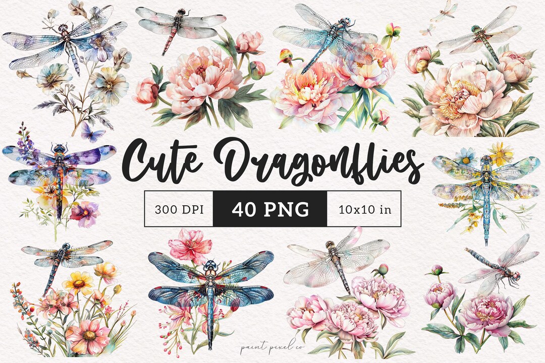 Watercolor Dragonfly PNG Floral Dragonflies Clipart Whimsical ...