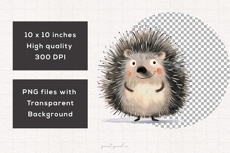 May include: A digital illustration of a cute, cartoon hedgehog with a brown and gray body, black eyes, and a pink nose. The hedgehog is smiling and has a white background.