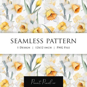 Seamless pattern Floral pattern Repeating pattern PNG Fabric Design Textile paper sublimation pattern Daffodil Summer Flowers Digital paper