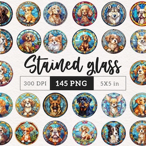 Gebrandschilderd glas PNG hondenrassen clipart Faux gebrandschilderd glas hond PNG sublimatie plakboek ongewenste dagboek kaart ornamenten onderzetters commercieel gebruik