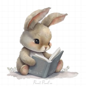 10 Hasen Clipart Hase Ostern Clipart Lesen Hohe Qualität JPGs Scrapbook Junk Journals Kindergarten Kommerzielle Lizenz Kartenherstellung Aufkleber