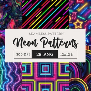 Neon Nahtloses Muster Abstrakter Hintergrund Scrapbook Papier Glühende Linien Nahtlose Textur Helle fette sich wiederholende Muster PNG Sublimation