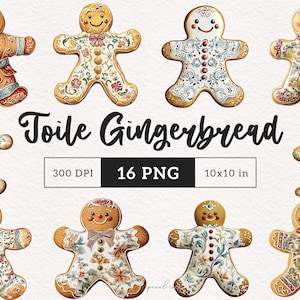 Kerst Toile Gingerbread Man Clipart vakantie Chinoiserie Ginger Man png Winter Toile de Jouy sublimatie Xmas Toile Junk Journaling DTF