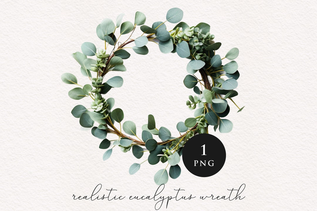 Eucalyptus Wreath Clipart PNG Realistic Sublimation Transfer Clip Art ...