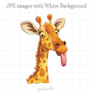 17 Quirky Giraffe JPG Clipart Whimsical Safari clip art Funny African Animals illustrazione card making Mixed Media JPGs uso commerciale