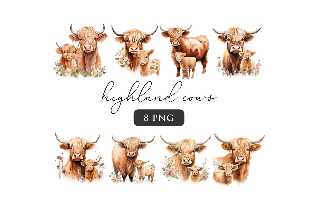 Highland Cow PNG Clipart Western Farm Animals Clip Art Baby Animal ...