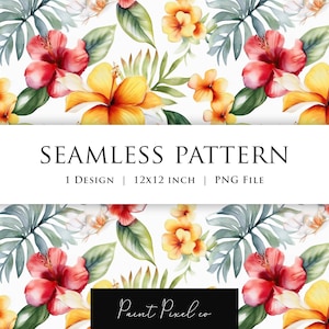 Patrón sin costuras Patrón floral Patrón repetitivo PNG Diseño de tela Patrón de sublimación de papel textil Patrones florales hawaianos Papel digital
