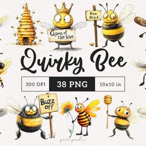 Abeja peculiar clipart PNG caprichoso Sublimación de abeja Clip art de abejorro Ilustraciones divertidas de abejas Caprichosa Linda Sarcástica Camiseta Abeja PNG