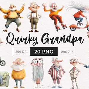 Uomini anziani stravaganti Clipart Nonno PNG Persone divertenti stravaganti Peculiare Sublimazione clipart Stravaganza Vacanze clipart Sciocco Uomini anziani illustrazione