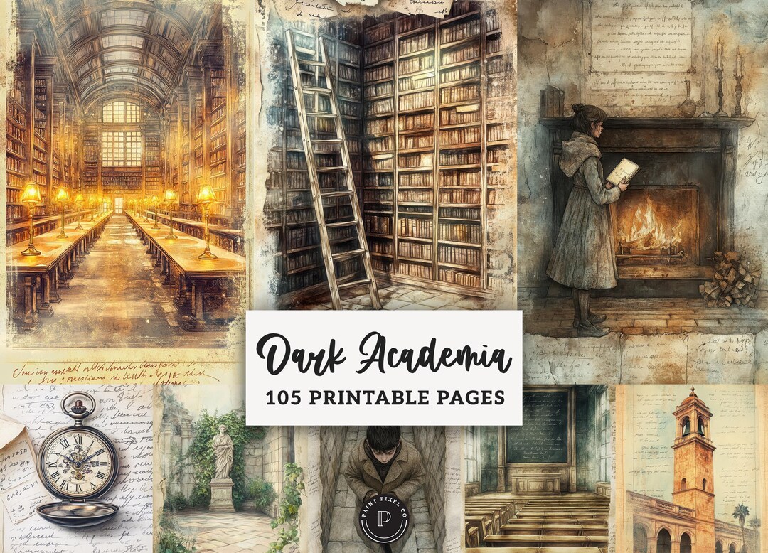 Dark Academia Junk Journal Pages - Gothic Library Digital Papers ...