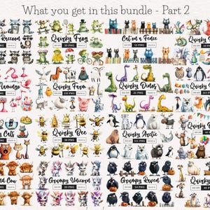 Quirky Clipart Mega Bundle PNG Whimsical Animals Clipart Funny People Sublimation clip art Whimsy Holiday clipart Silly girls illustration Peculiar People Eccentric Funny graphics card making