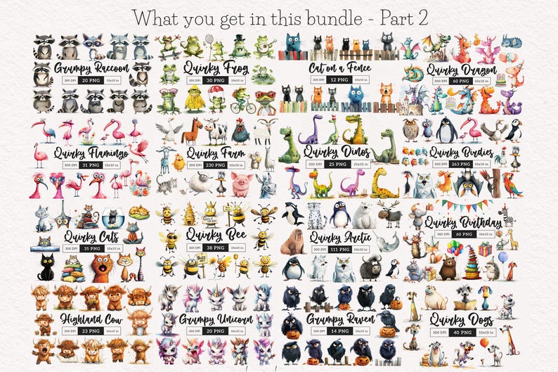 Quirky Clipart Mega Bundle PNG Whimsical Animals Clipart Funny People Sublimation clip art Whimsy Holiday clipart Silly girls illustration Peculiar People Eccentric Funny graphics card making
