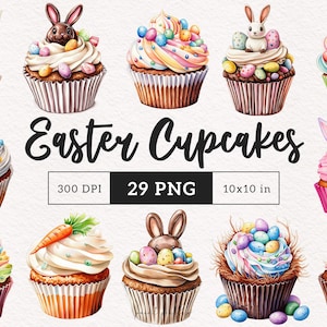 Cupcakes de Pascua PNG Conejito de chocolate Dulces Clipart Golosinas Gráficos Postre de Pascua Ilustración DTF Manualidades Scrapbooking Comida PNG