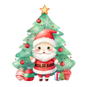 8 clipart fofos de Papai Noel JPGs de alta qualidade Clipart de Natal Papai Noel minúsculo Sublimação Diário de lixo Artesanato em papel digital Licença comercial