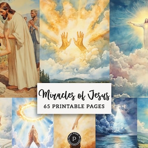 Jesus Christ Digital Papers - Christian Junk Journal Printable - Faith Healing Scrapbooking Kit Religious Ephemera Digital Background
